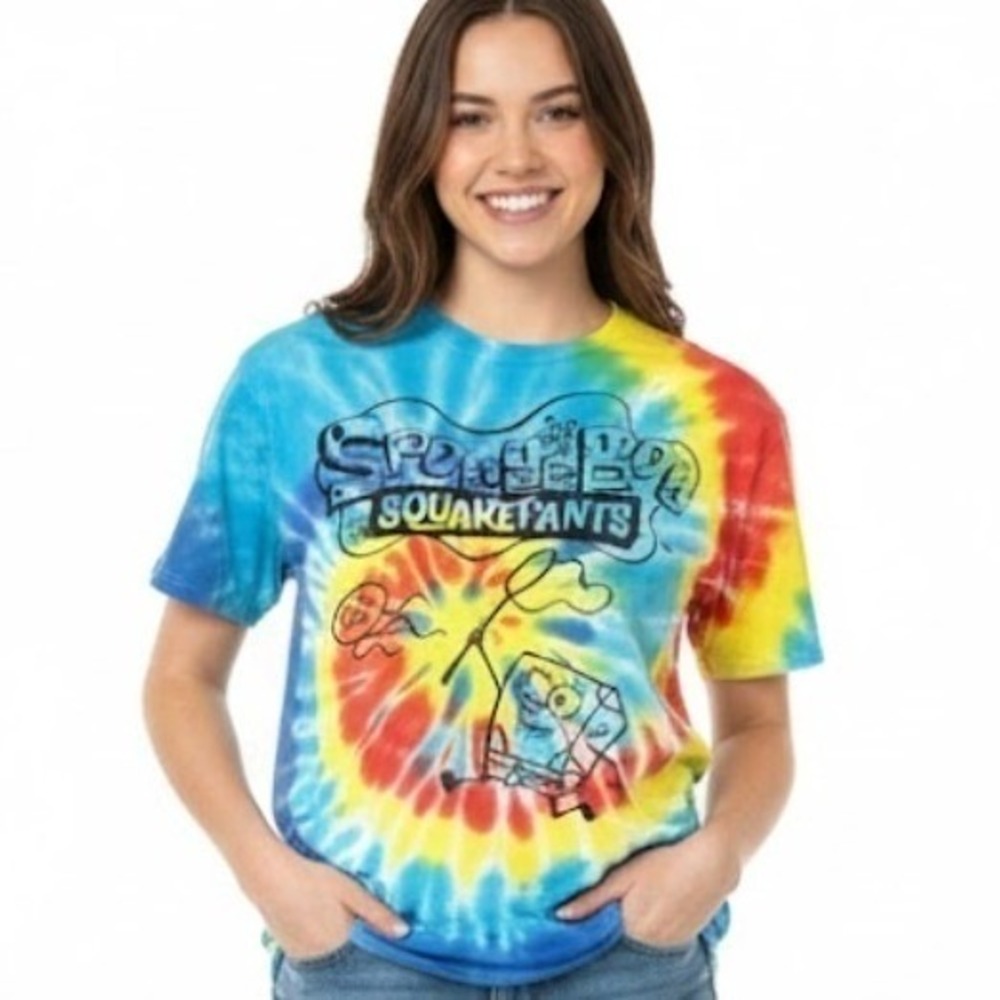 SpongeBob SquarePants Tie Dye T Shirt Nickelodeon Womens Size S/P
